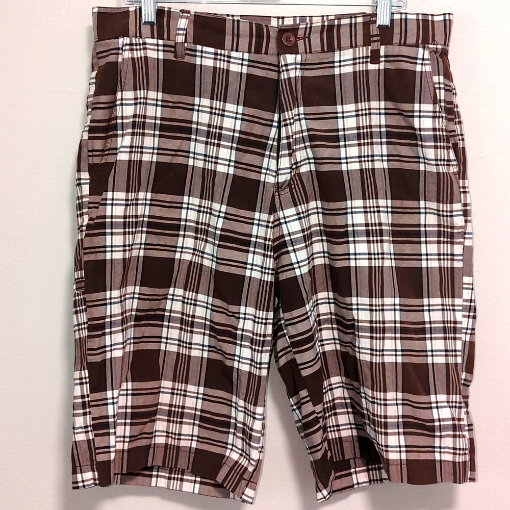 Vercho Brown Plaid Casual Shorts